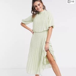 ASOS design high neck pleated double layer midi dress